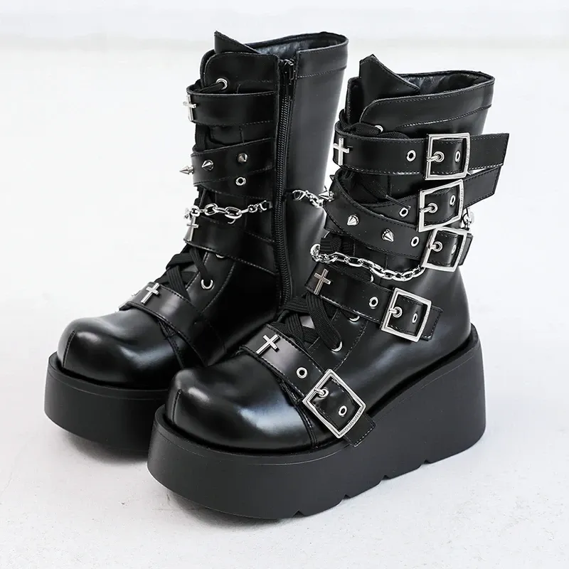 Funki Buys | Boots | Women's New Gothic Style Platform Boots