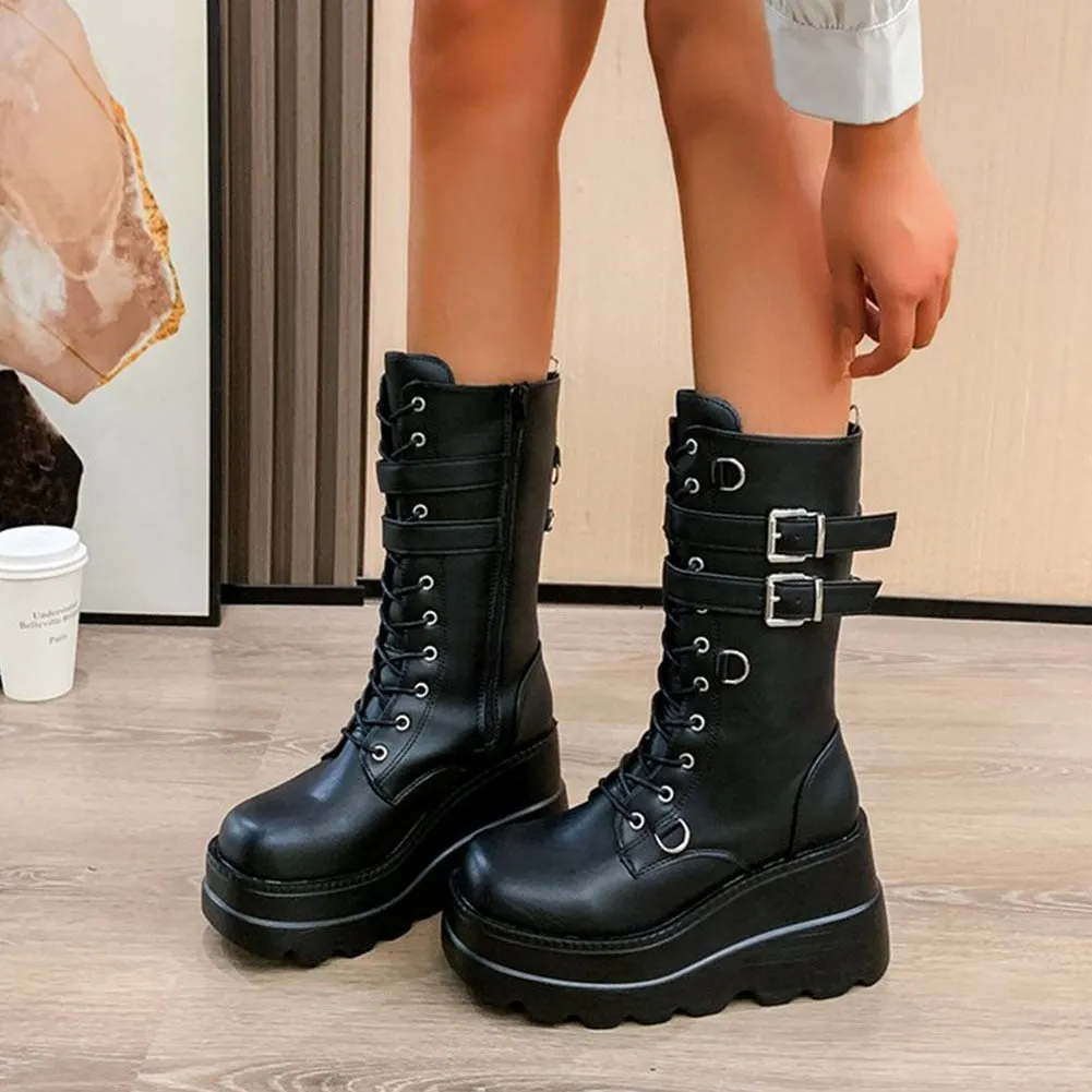 Funki Buys | Boots | Women's New Gothic Style Platform Boots