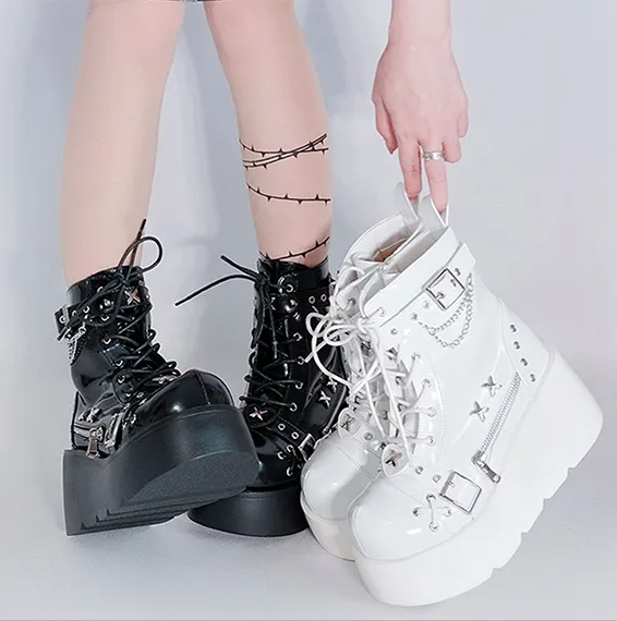 Funki Buys | Boots | Women's New Gothic Style Platform Boots