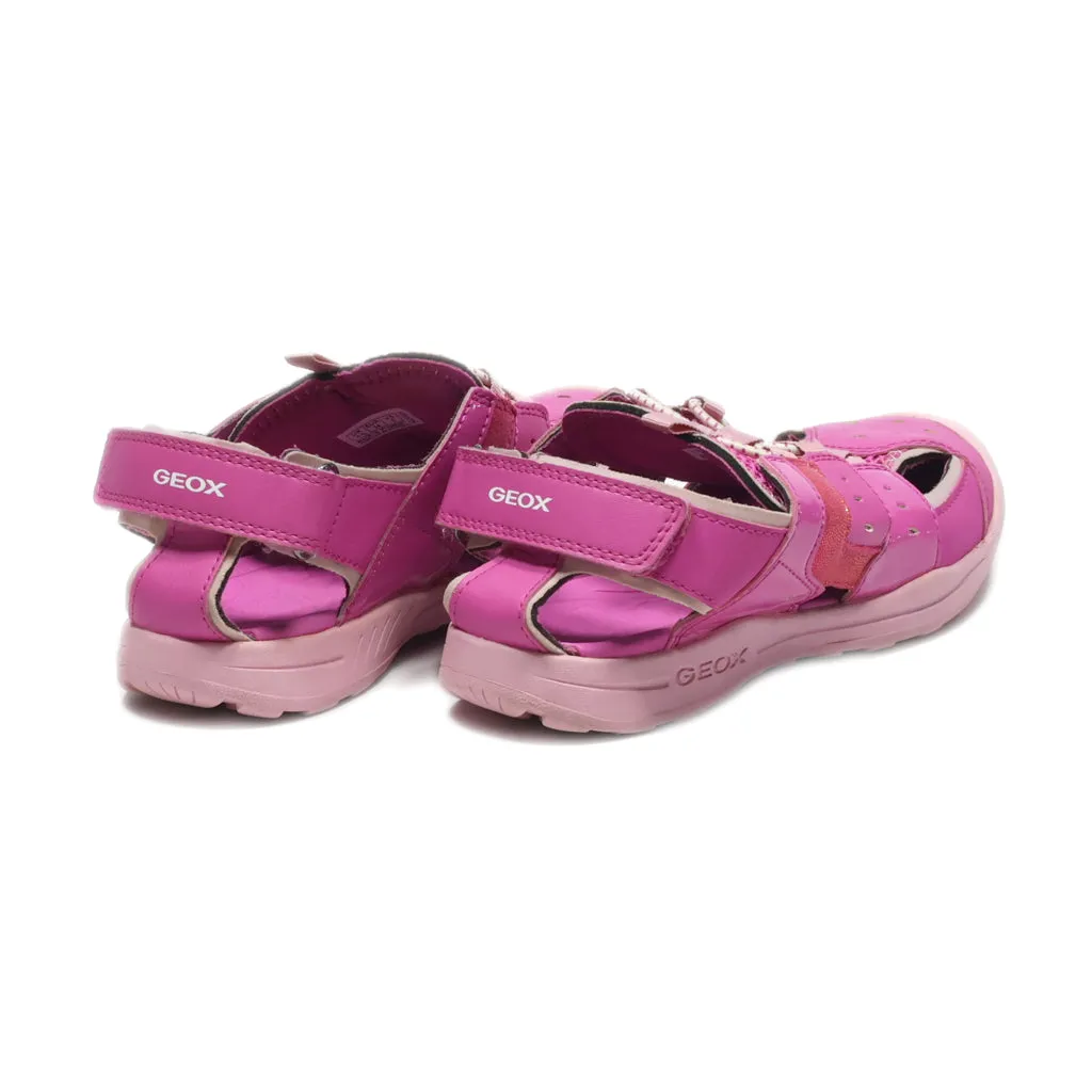 Geox Flat Sandals Leather Pink Colour For Kids