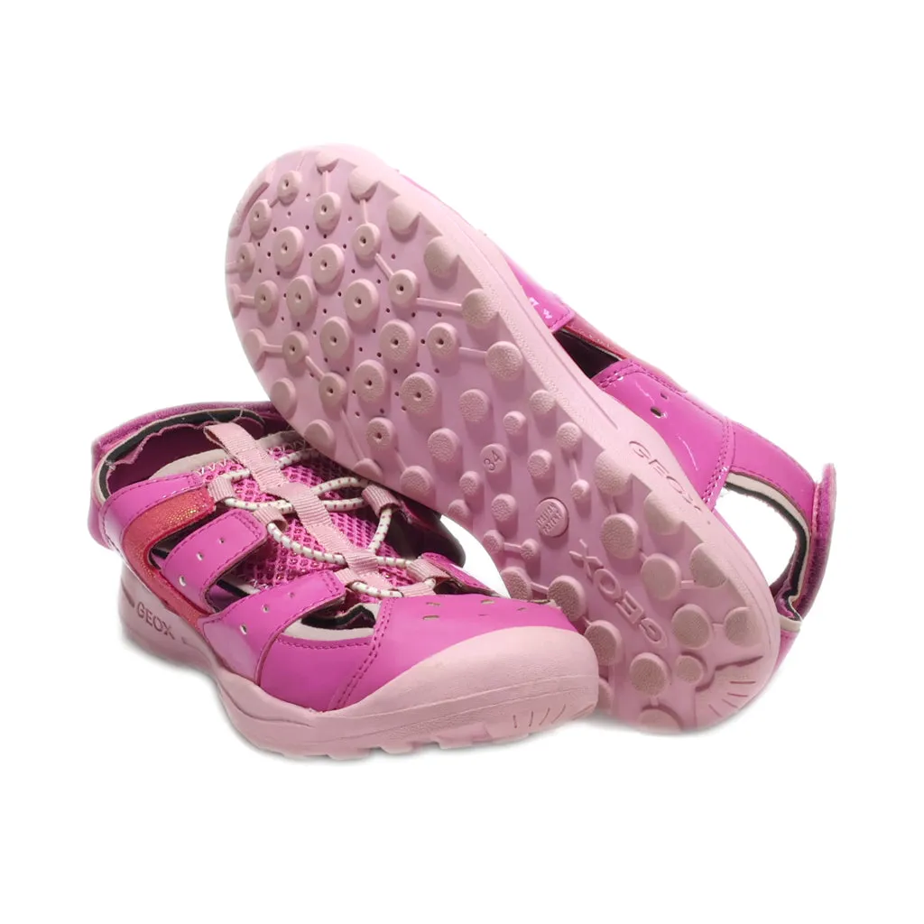 Geox Flat Sandals Leather Pink Colour For Kids