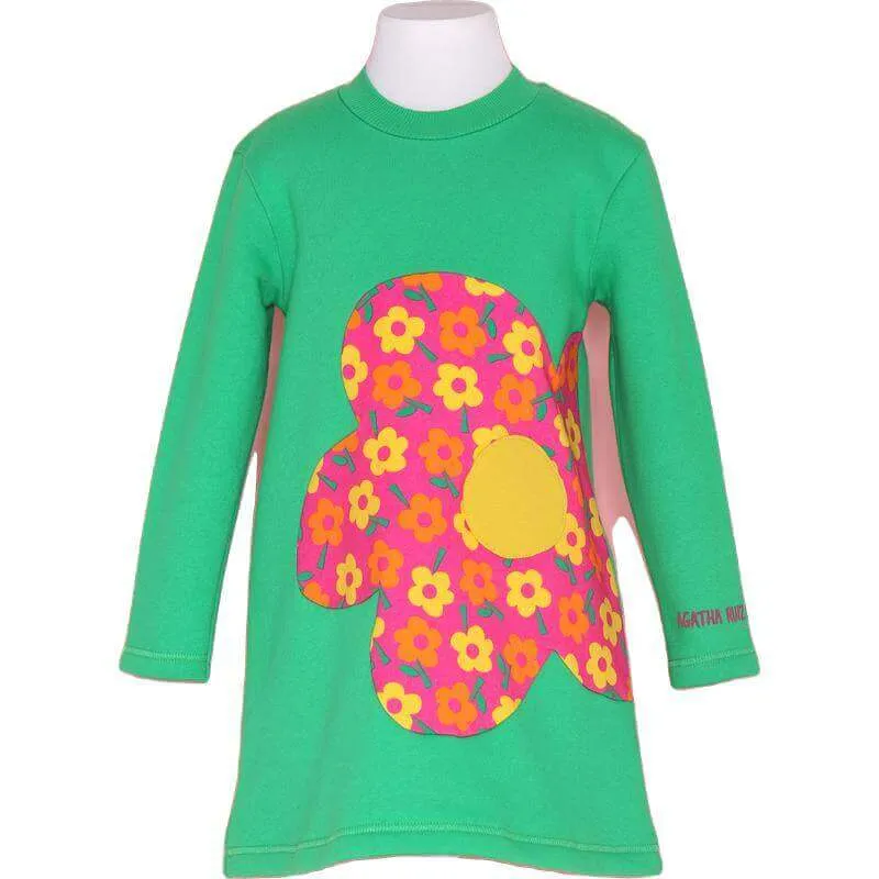 Girls Green Daisy Print Dress