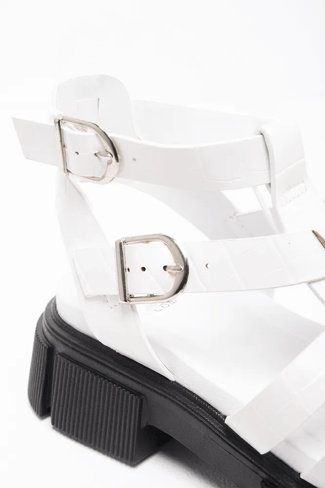 Heel Cage Sandal White