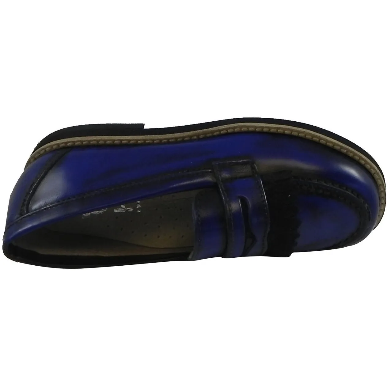 Hoo Shoes Mark's Boy's Classic Leather Slip On Oxford Loafer Shoes Royal Blue