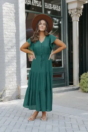 Hunter Green Lace Tiered Maxi Dress - FINAL SALE