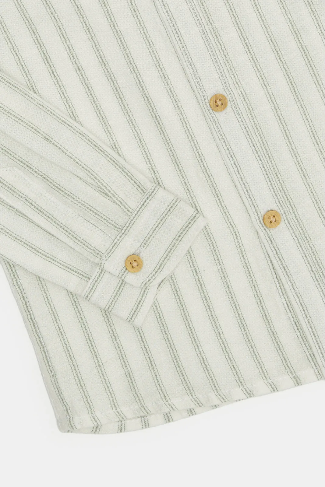 Infant Boys White Striped Mandarin Shirt