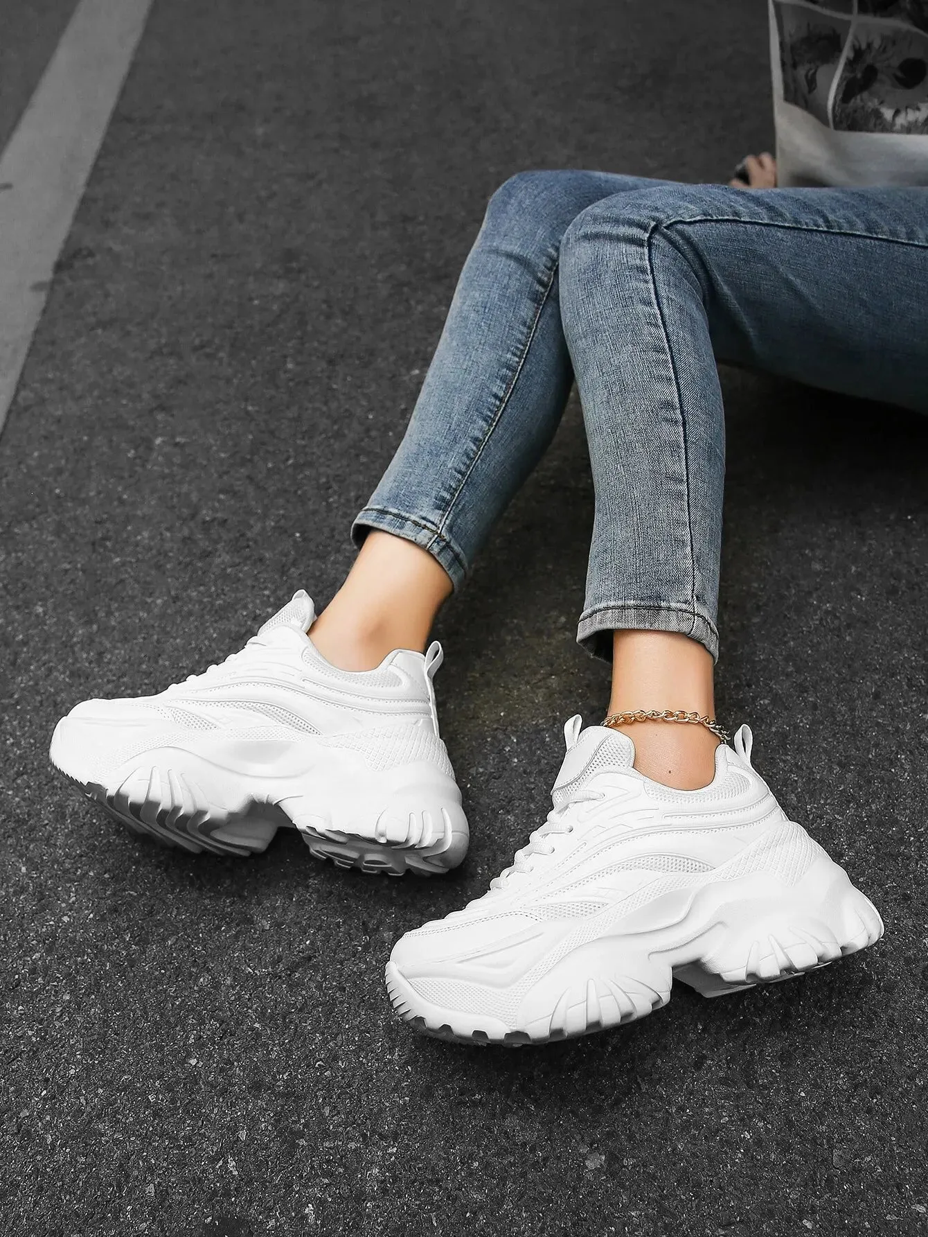 Joskaa 2024 New Comfortable Platform White Sneakers