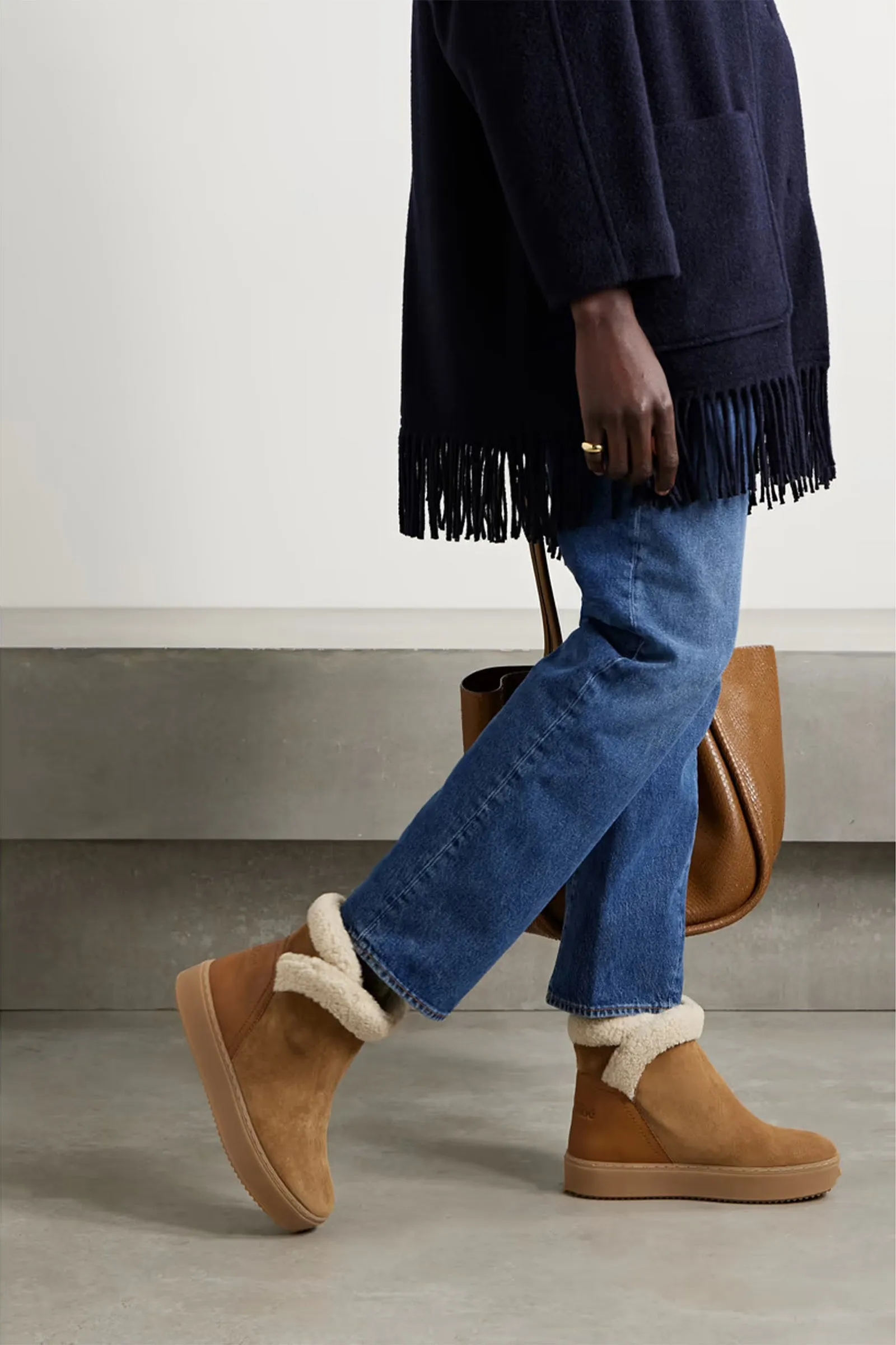 Juliet Shearling-Lined Suede And Leather Ankle Boots