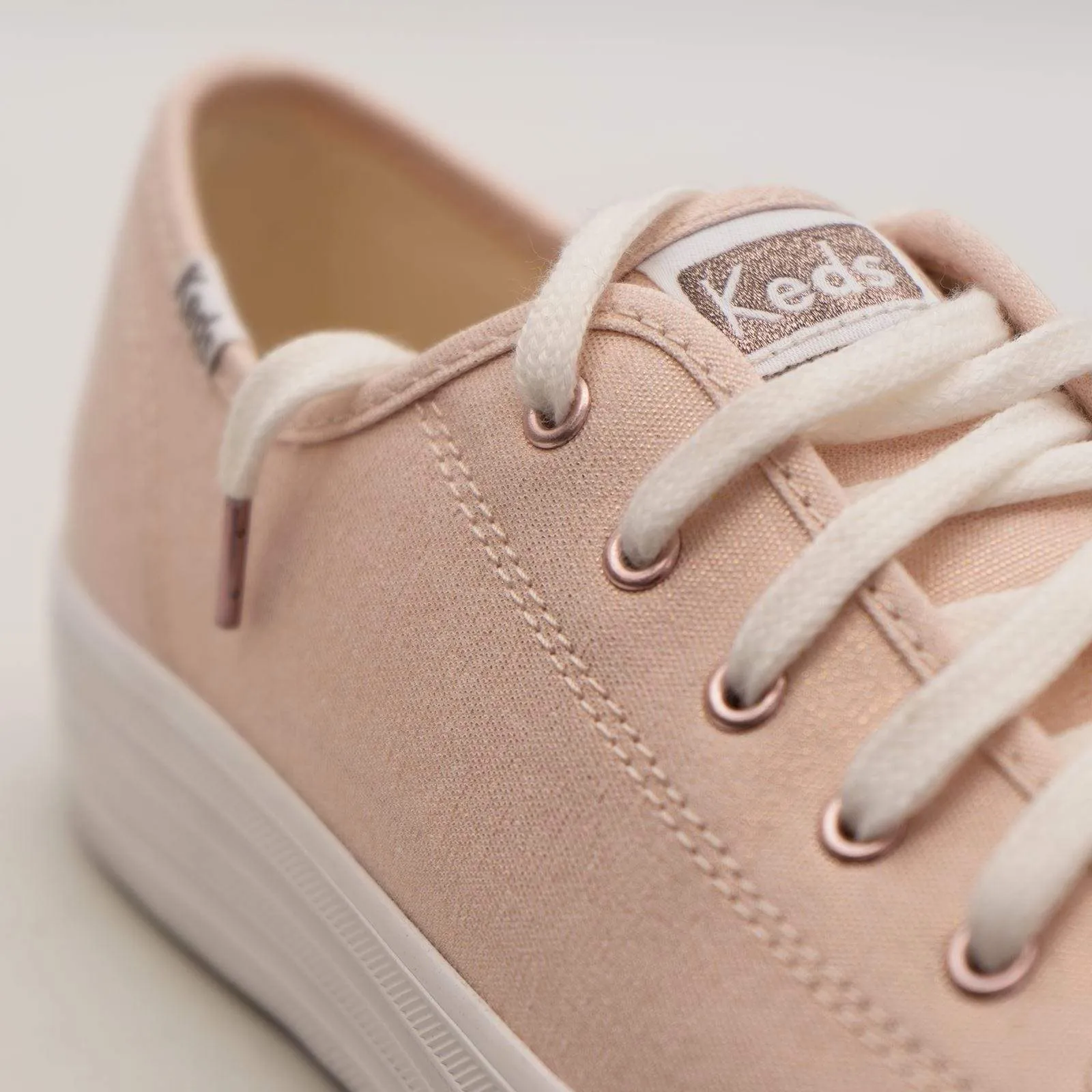 Keds Shoes Triple Kick Rose Gold Metallic Canvas Trainers