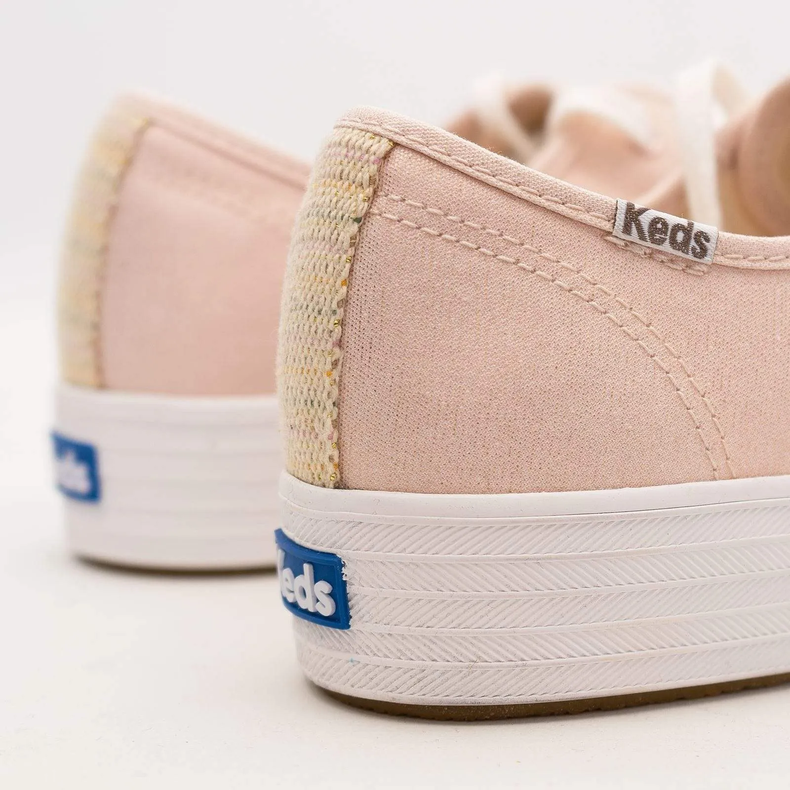 Keds Shoes Triple Kick Rose Gold Metallic Canvas Trainers