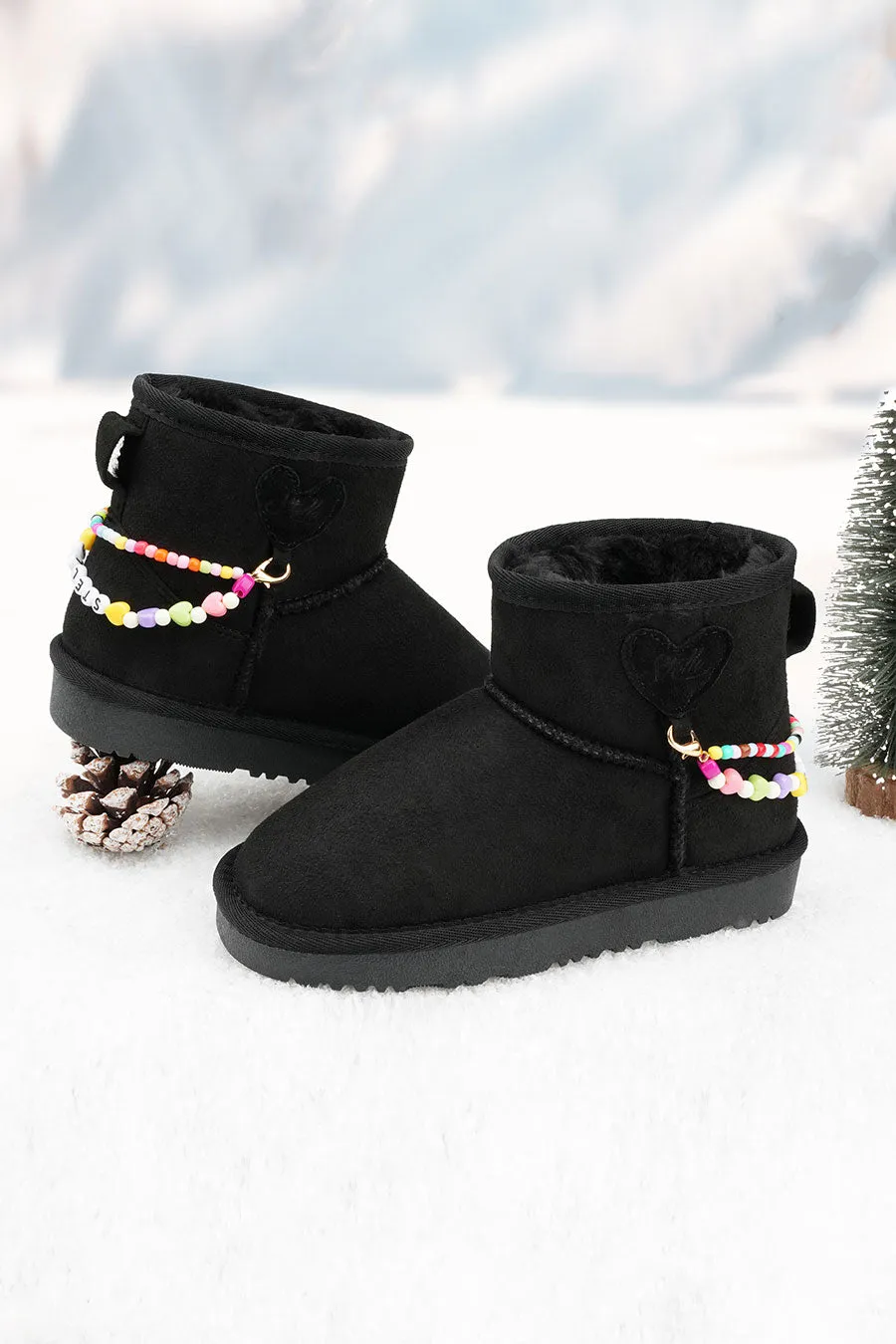 Kids’ Faux Fur Snow Boots | Winter Boots with DIY Charm Chains