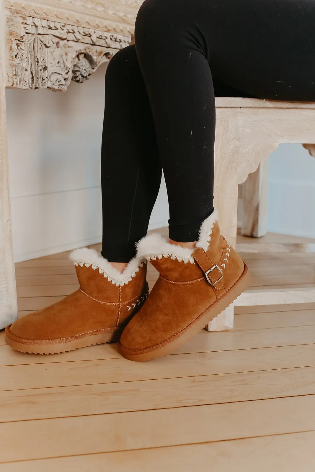 Lana Camel Sherpa Lined Buckled Booties - FINAL SALE