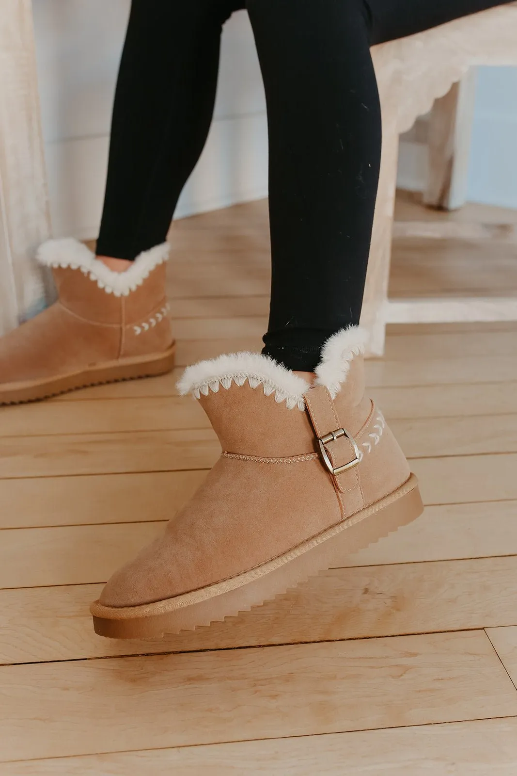 Lana Taupe Sherpa Lined Buckled Booties