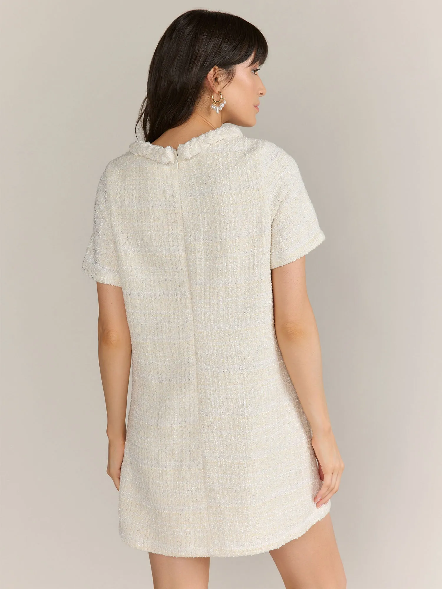 Lena Short Sleeve Braided Tweed Mini Dress - Brands We Love