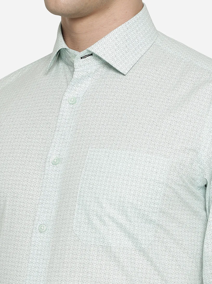 Light Blue Printed Slim Fit Formal Shirt | Greenfibre