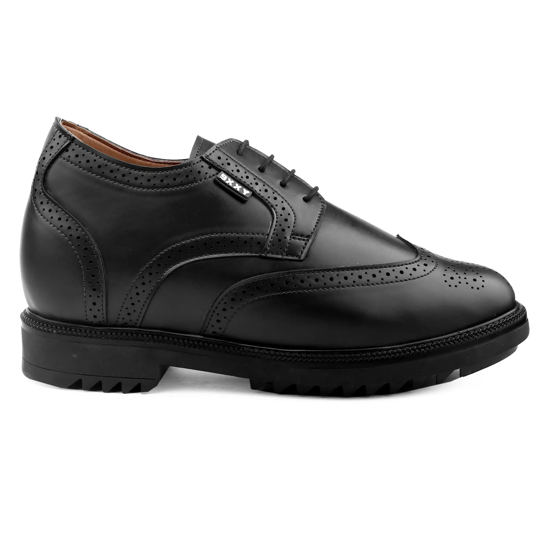 Men's 3.5 inch Hidden Height Increasing Faux Leather Formal Brogue Shoes