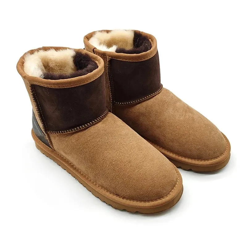 Mens womens kids ankle snow boots in stock real sheep skin plush fur snow winter warm boots