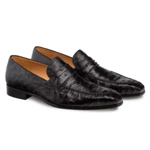 Mezlan Lisbon Black Genuine Ostrich Men's Classic Slip On