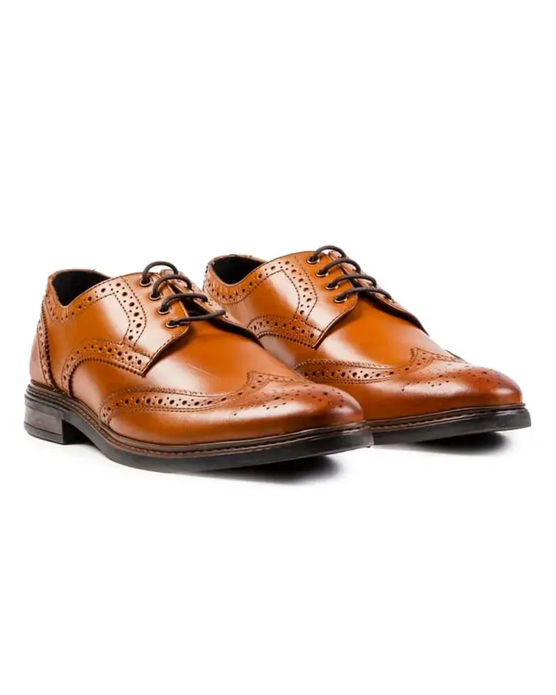 Morrison Leather Derby Brogues - Tan