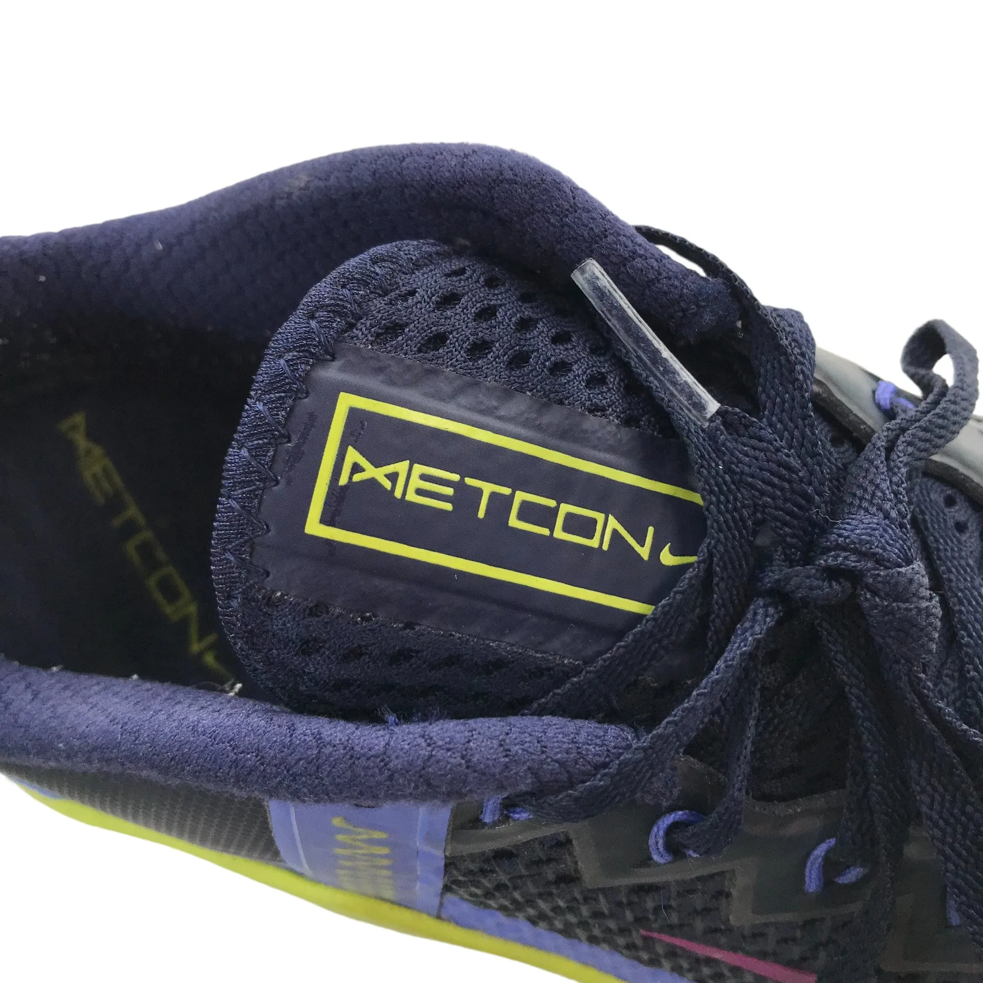 Nike Metcon 6 trainers shoe size UK 6.5 navy blue and purple with laces