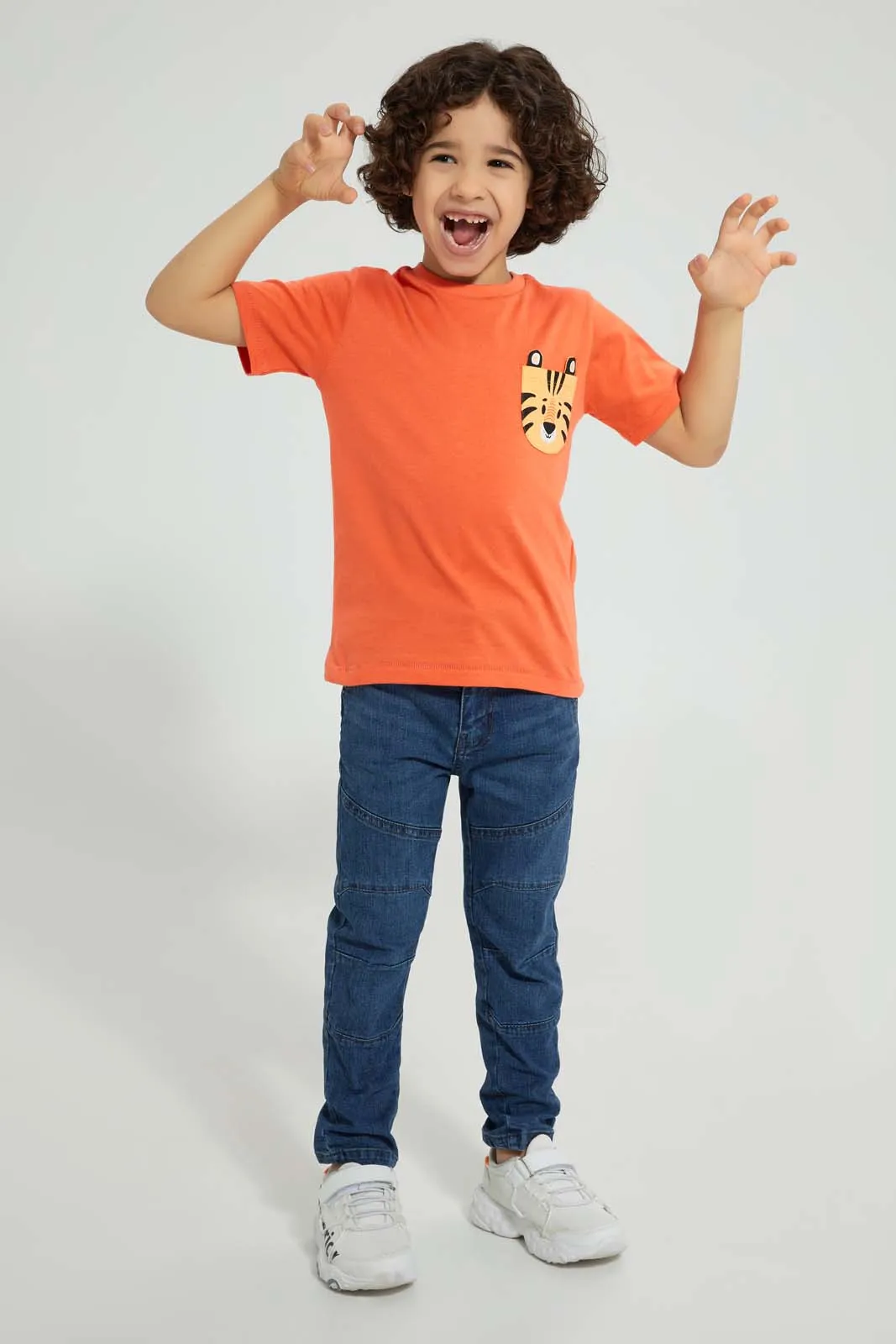 Orange Tiger Pocket T-Shirt