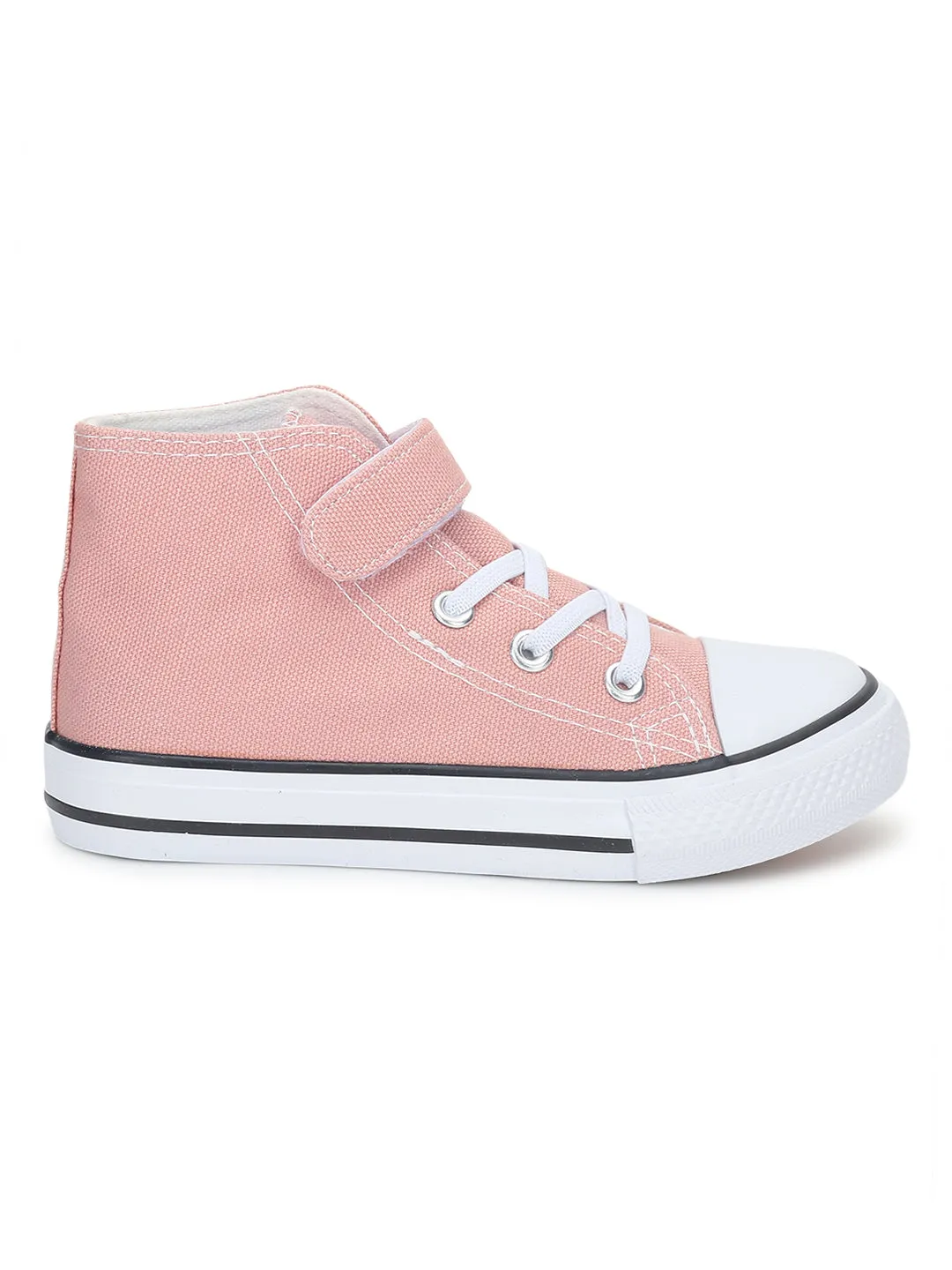 Pink Canvas Stylish Velcro Sneakers For Kids-Unisex (TC-VKCAN4-PNK)