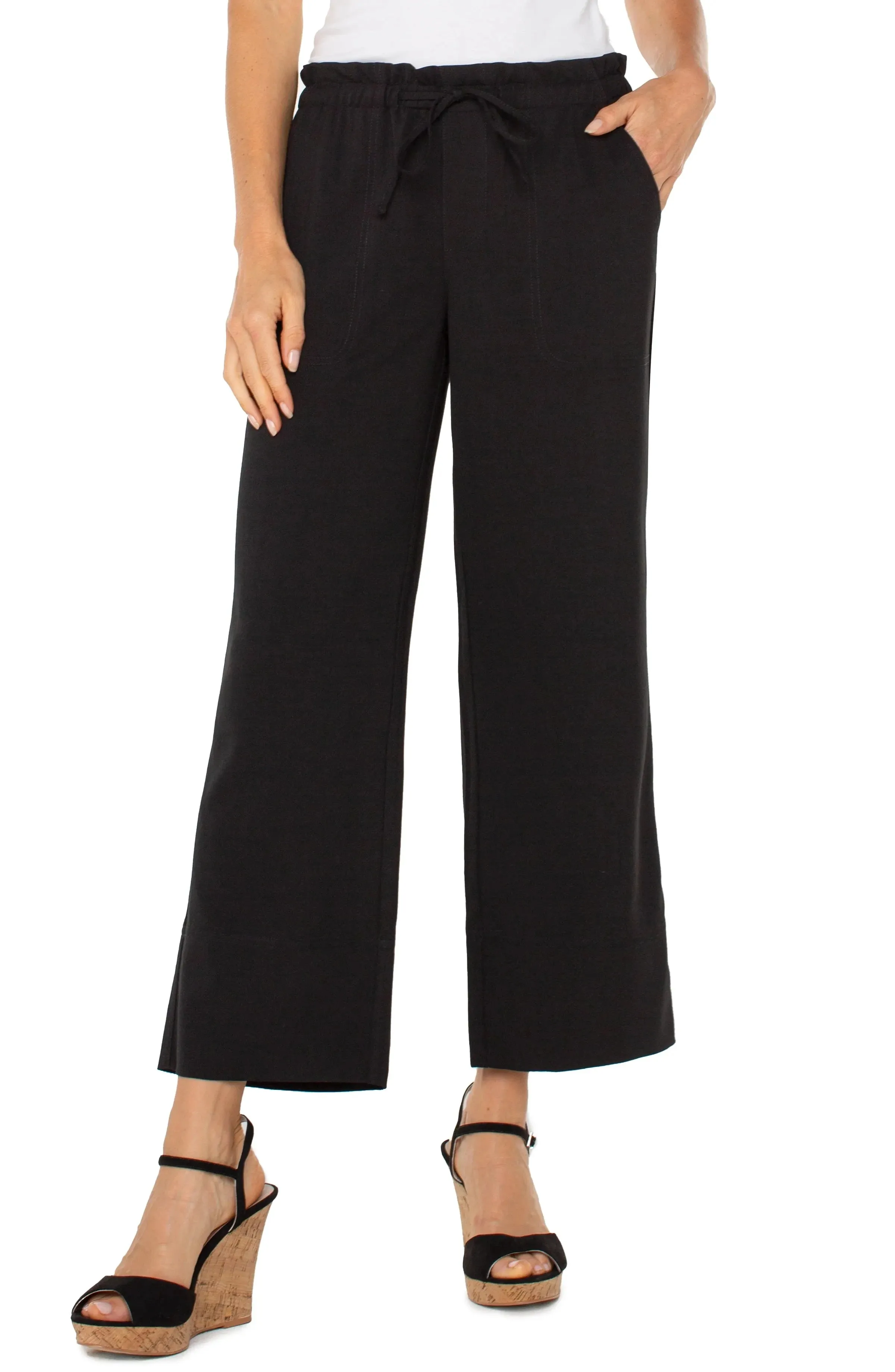 PULL ON WIDE LEG CROP TROUSER