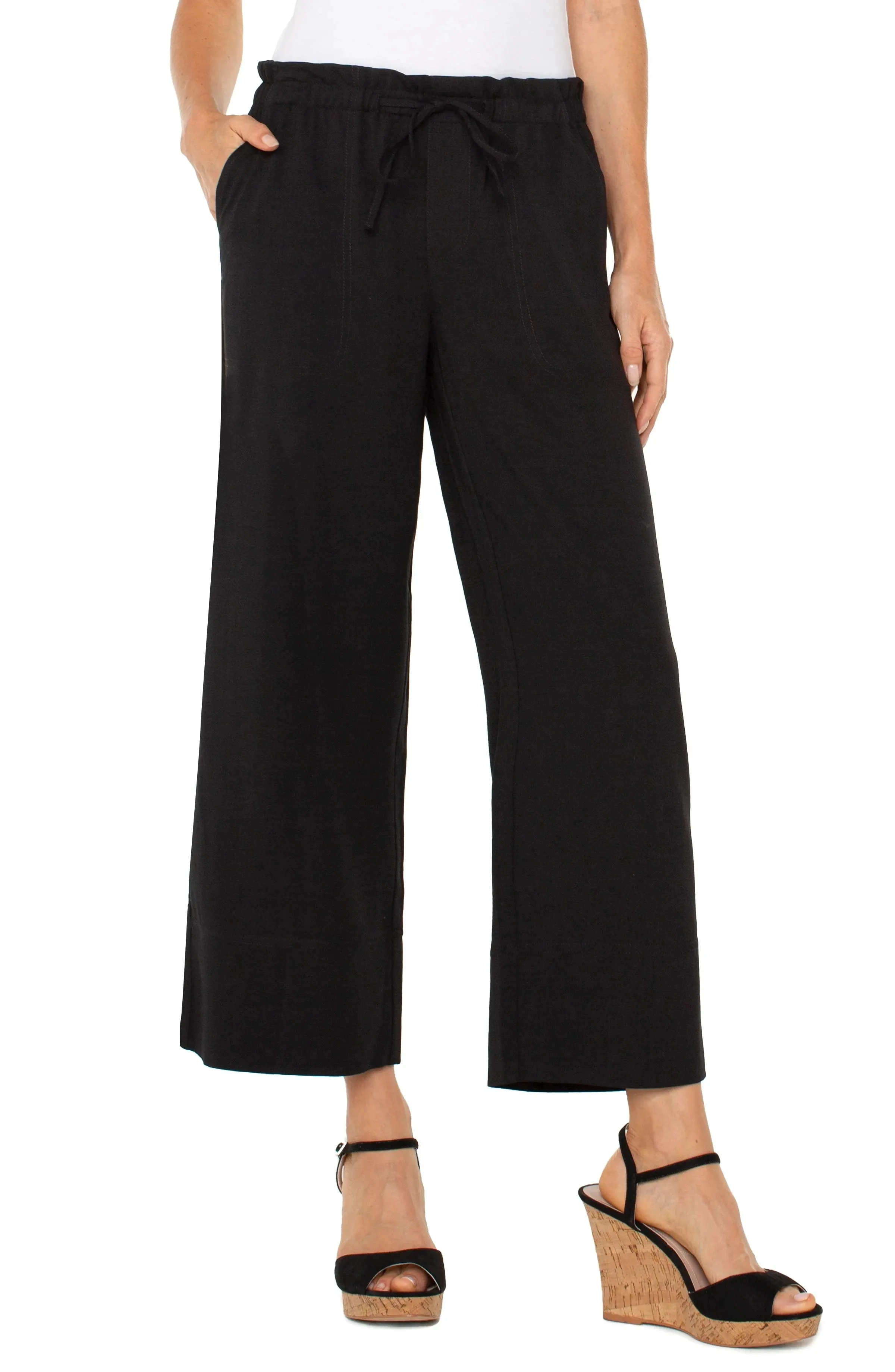 PULL ON WIDE LEG CROP TROUSER