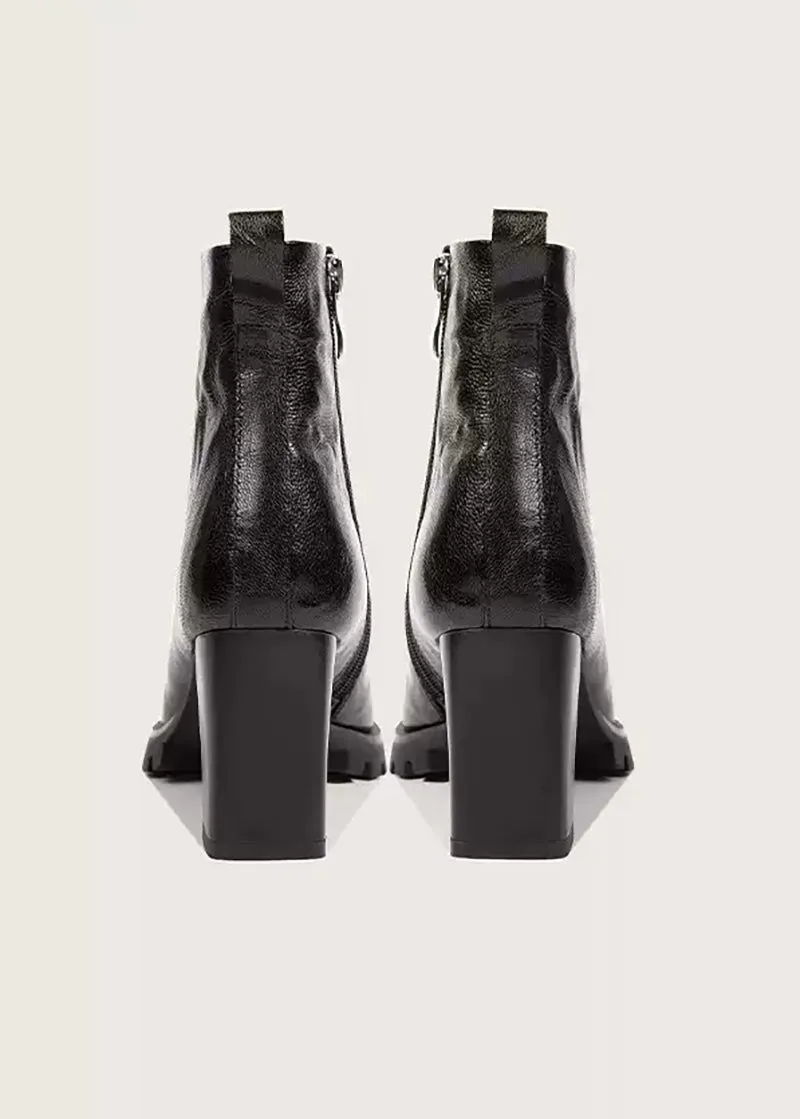 Regina Genuine Leather Wool Fur Platform Booties