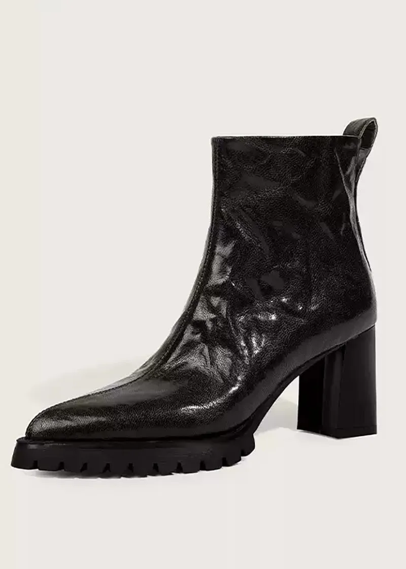 Regina Genuine Leather Wool Fur Platform Booties