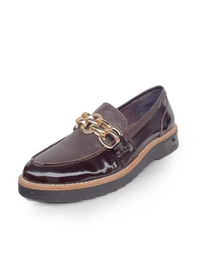 ROSKAR Loafers Choc Patent Mix