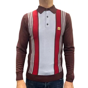 Searle Berry Striped Knitted Polo Shirt