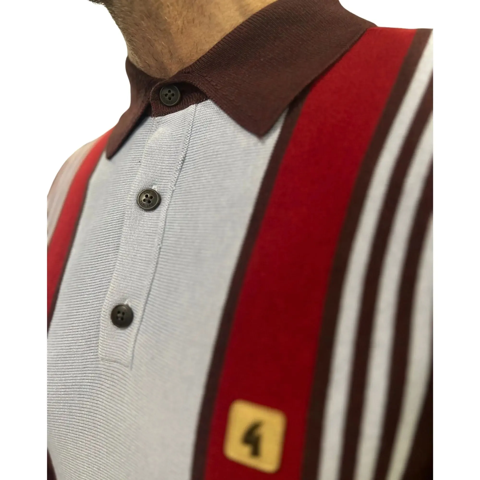 Searle Berry Striped Knitted Polo Shirt