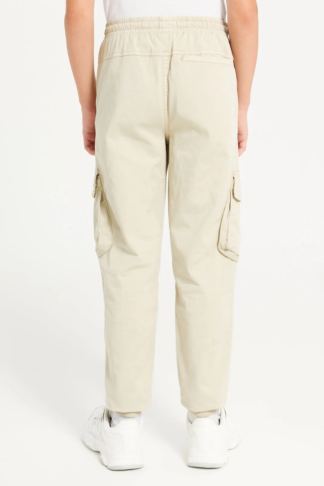 Senior Boys Beige Cargo Casual Trousers