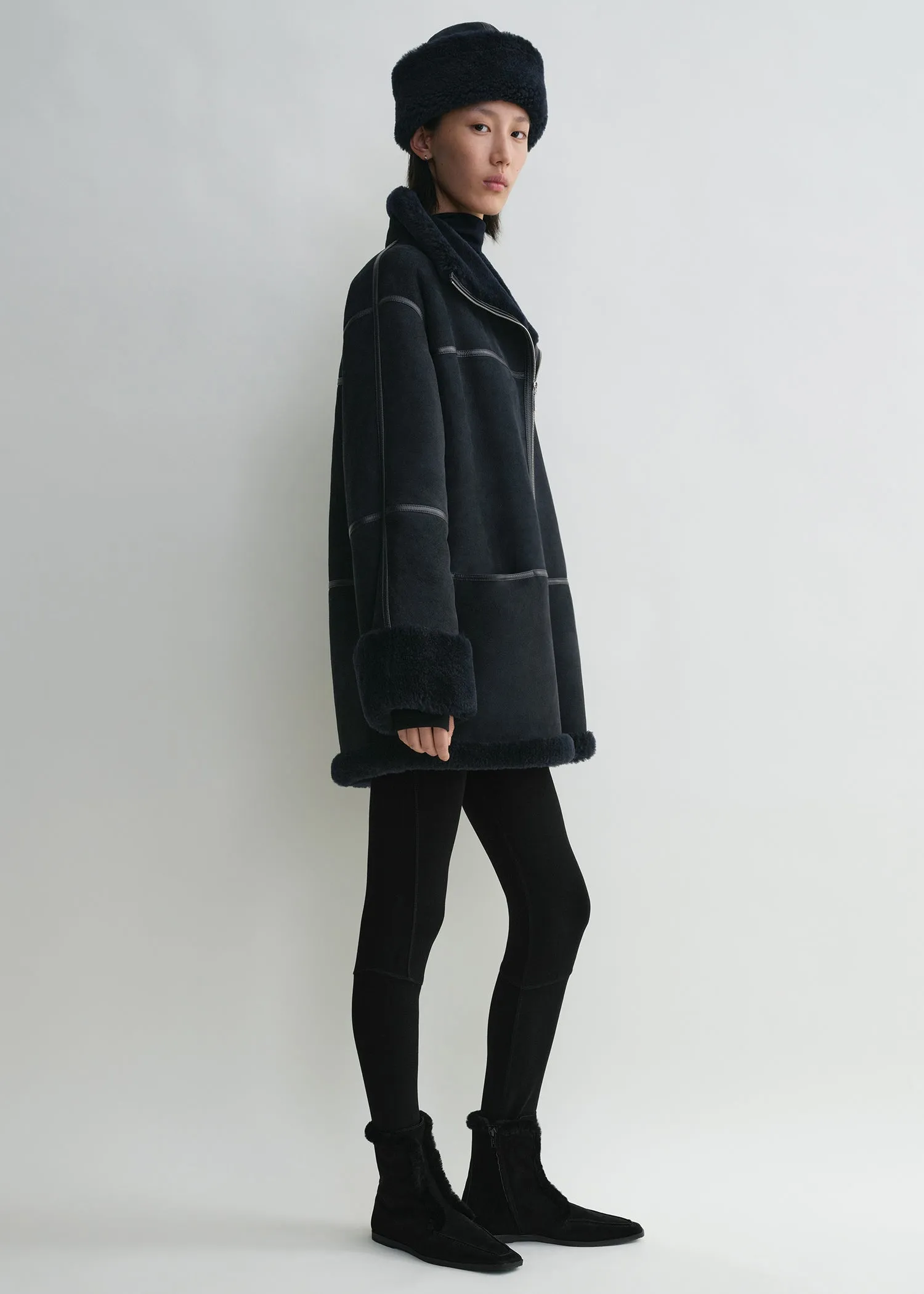 Signature shearling jacket navy