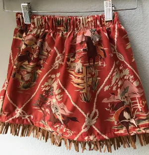 Skirt Red Cowgirl, Cowboy, Girls Cotton, Suede Fringe