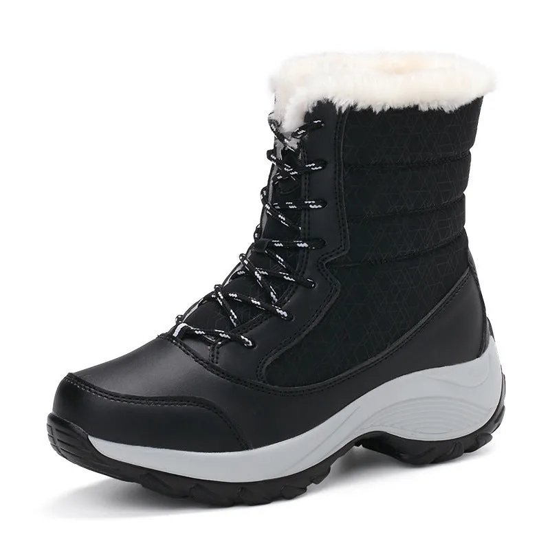 Snow Boots Female High To Help Waterproof Ladies Cotton Shoes Boots Plus Velvet Shoes