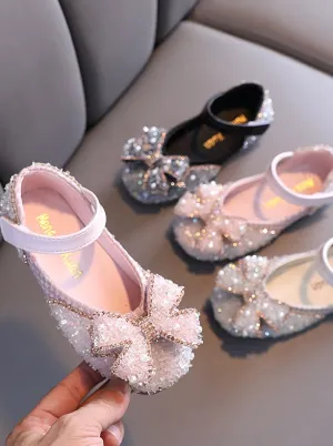 Sparkly Bow Mary Jane Shoes By Bambino