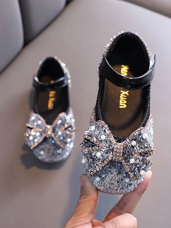 Sparkly Bow Mary Jane Shoes By Bambino