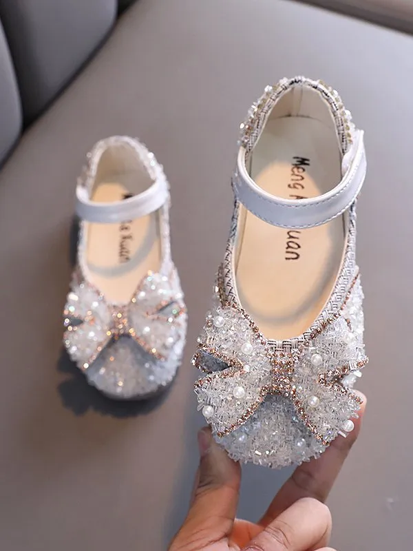 Sparkly Bow Mary Jane Shoes By Bambino