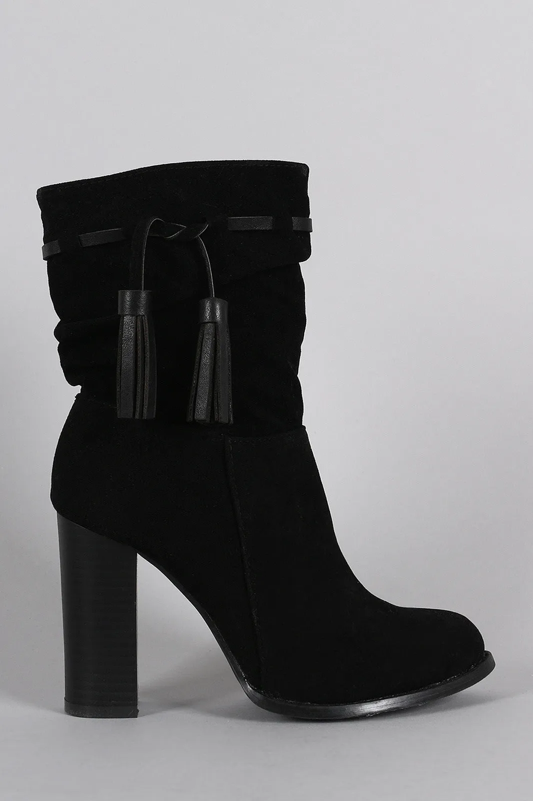 Suede Tassel Chunky Heeled Ankle Boots