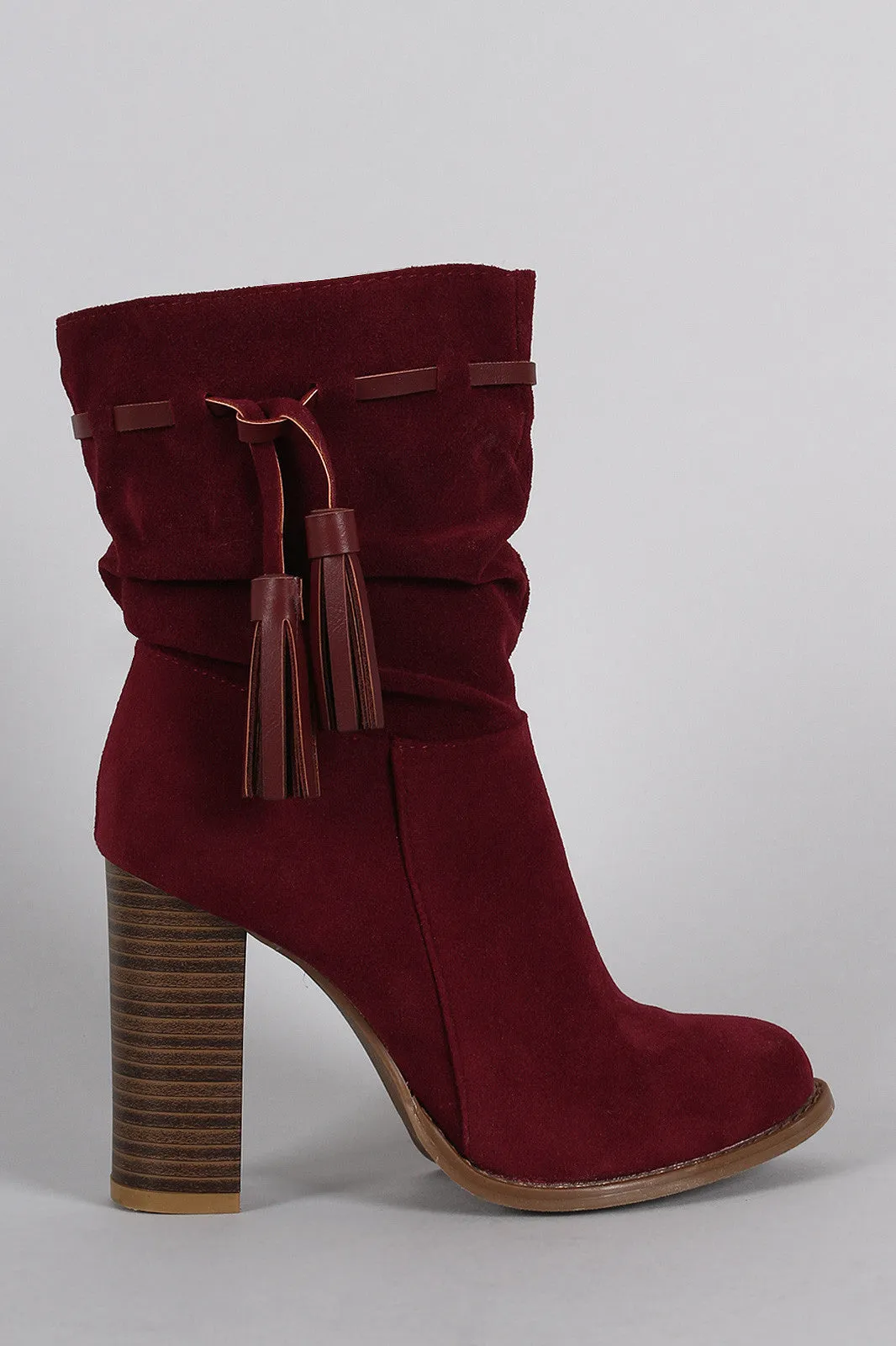 Suede Tassel Chunky Heeled Ankle Boots