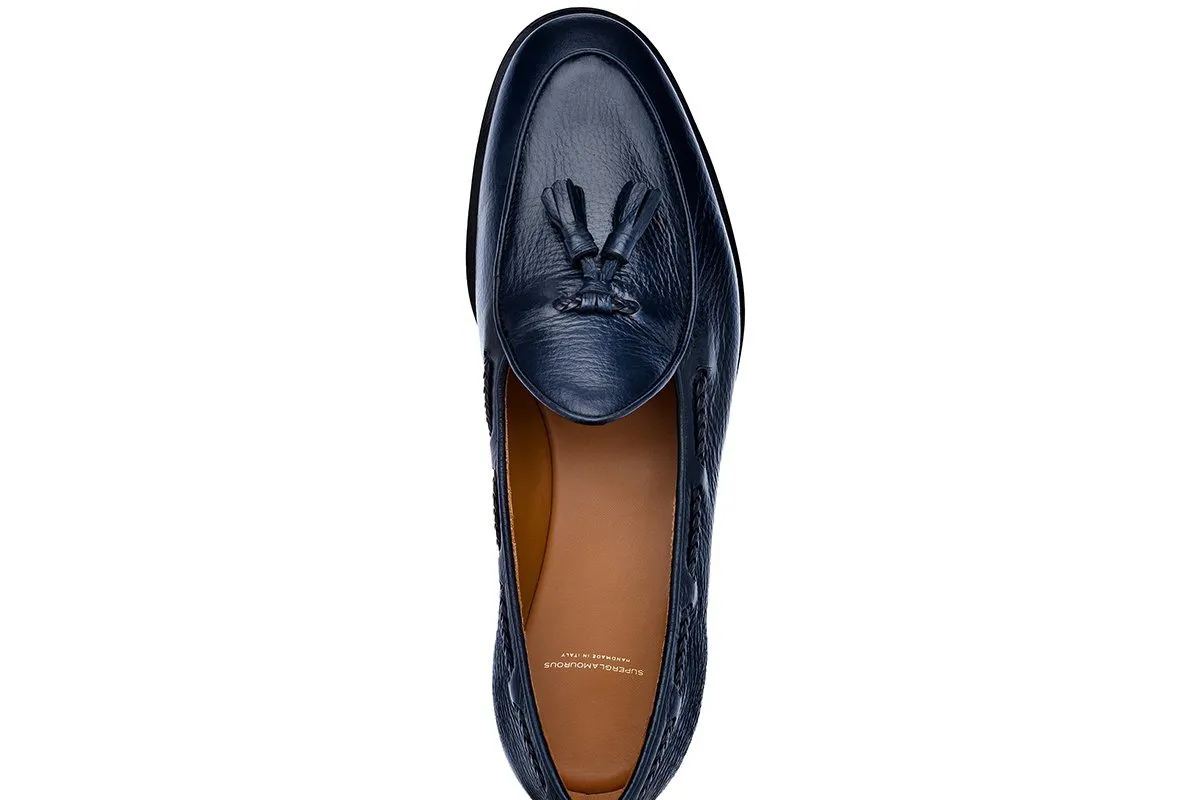 TANGERINE 8-T DEER NAVY BELGIAN LOAFERS