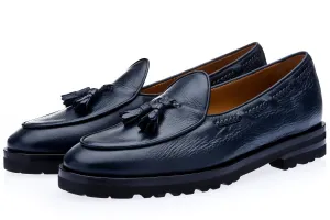 TANGERINE 8-T DEER NAVY BELGIAN LOAFERS