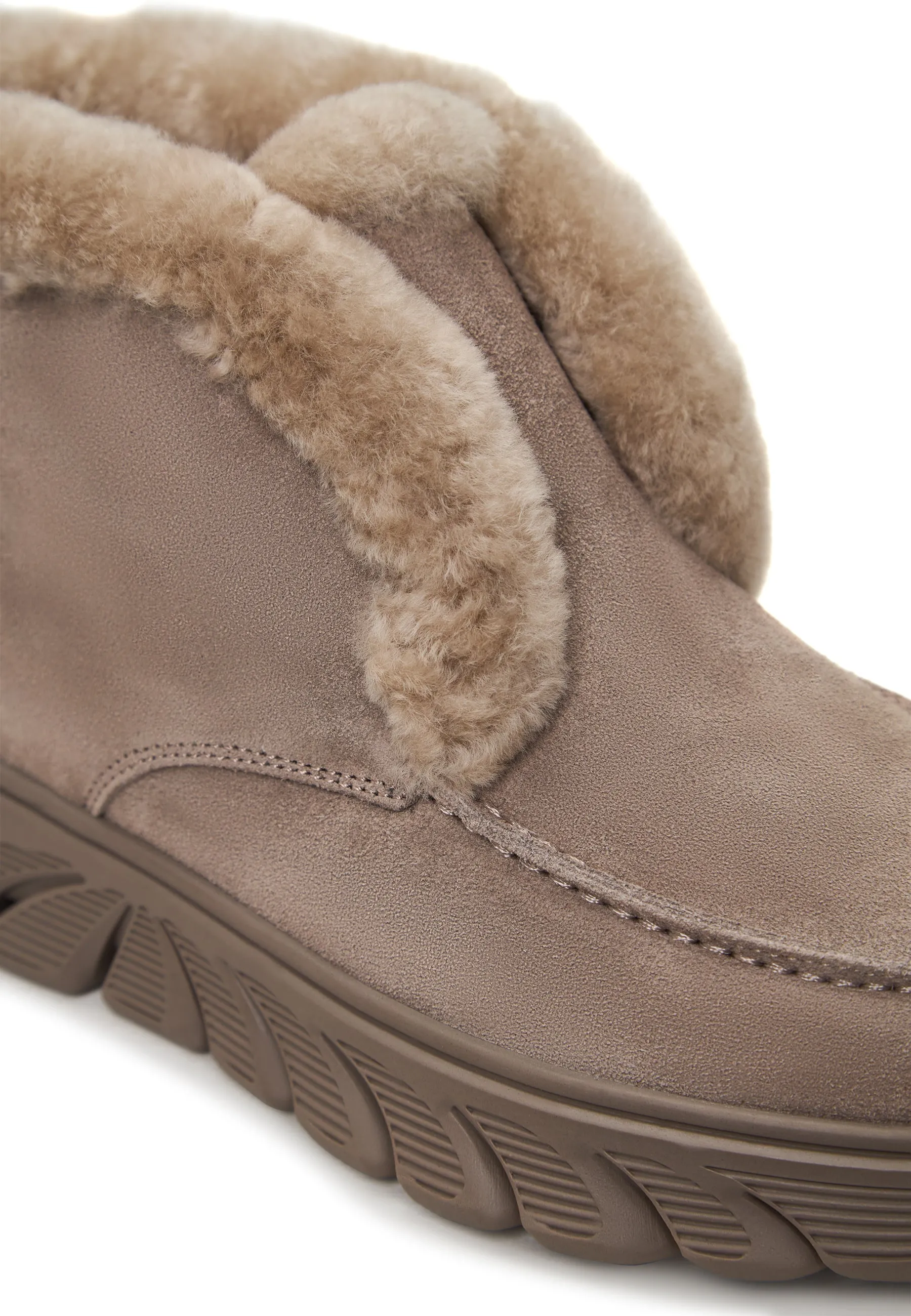 Taupe Shearling-Lined Ankle Boots Adriana - Brown