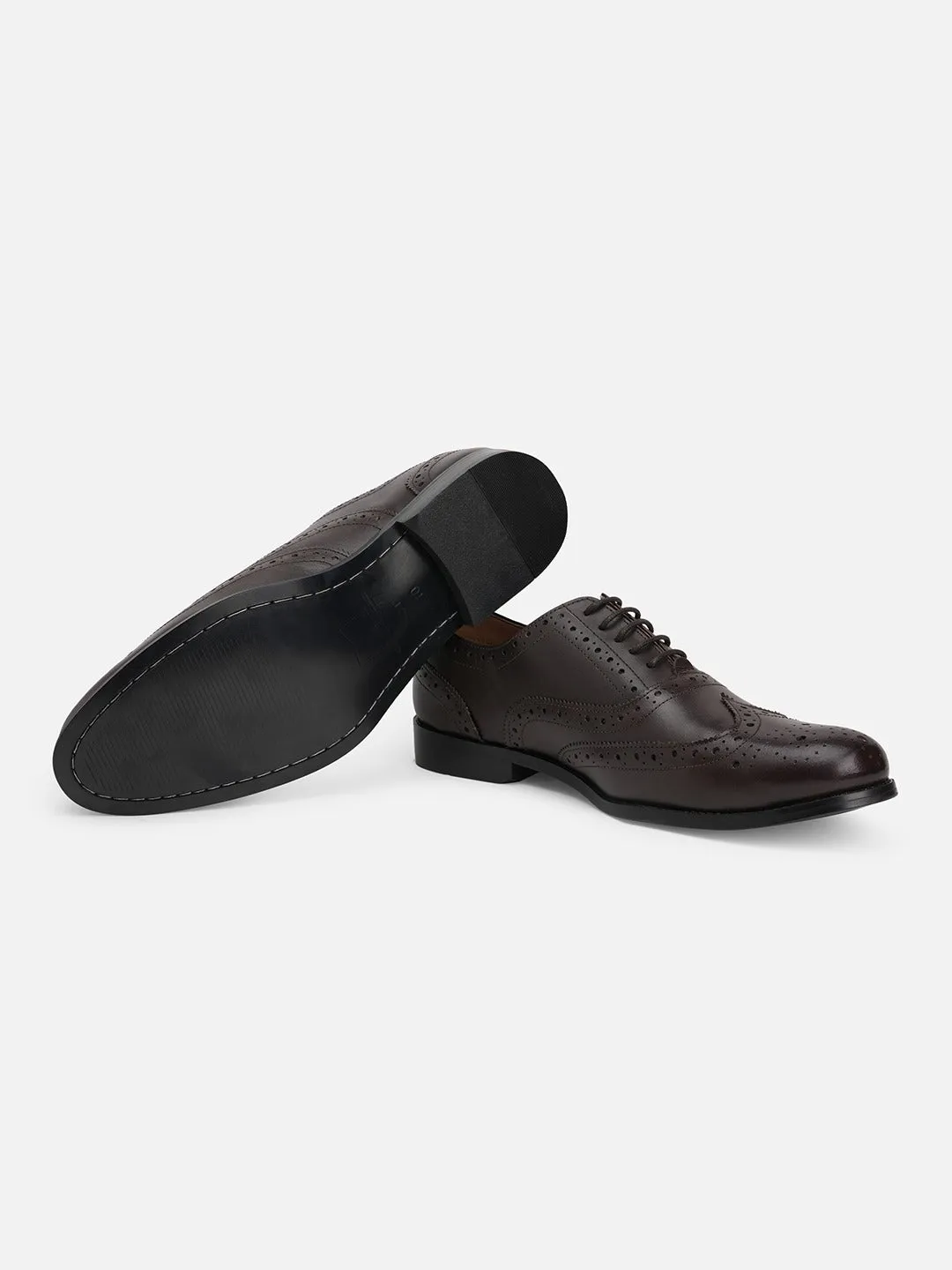 Textured Black Leather Formal Brogues