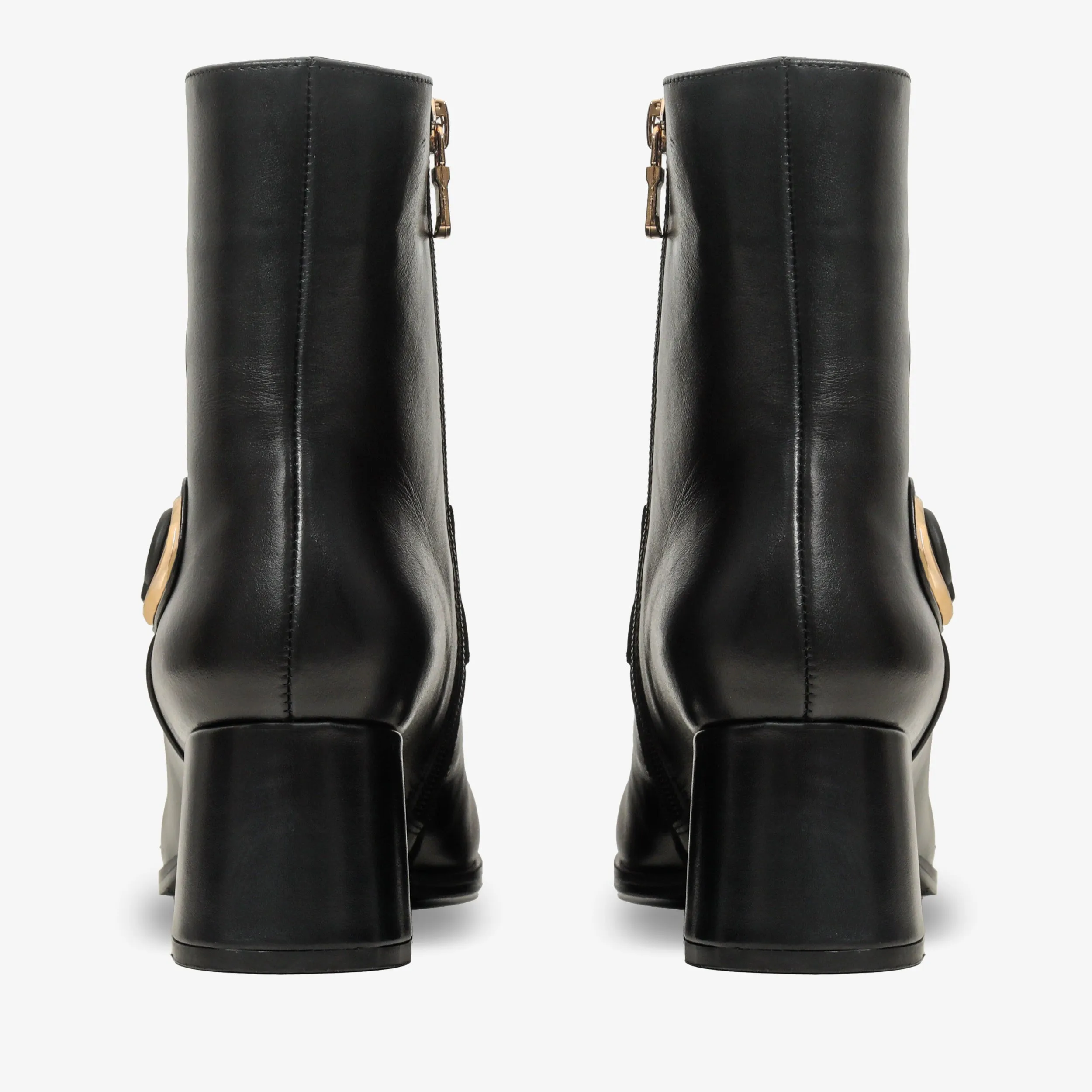 The Windsor Black Leather Block Heel Women Boot