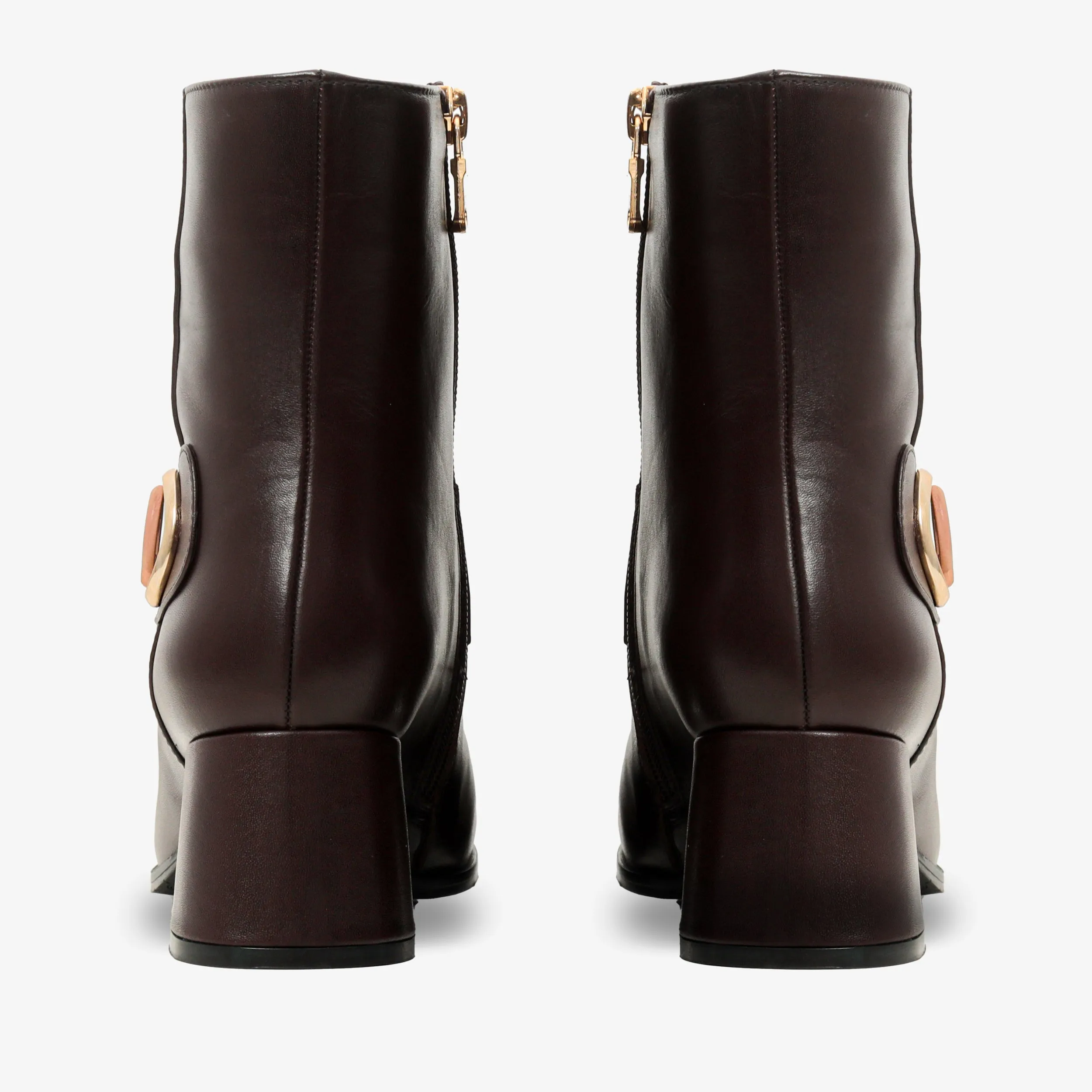 The Windsor Brown Leather Block Heel Women Boot