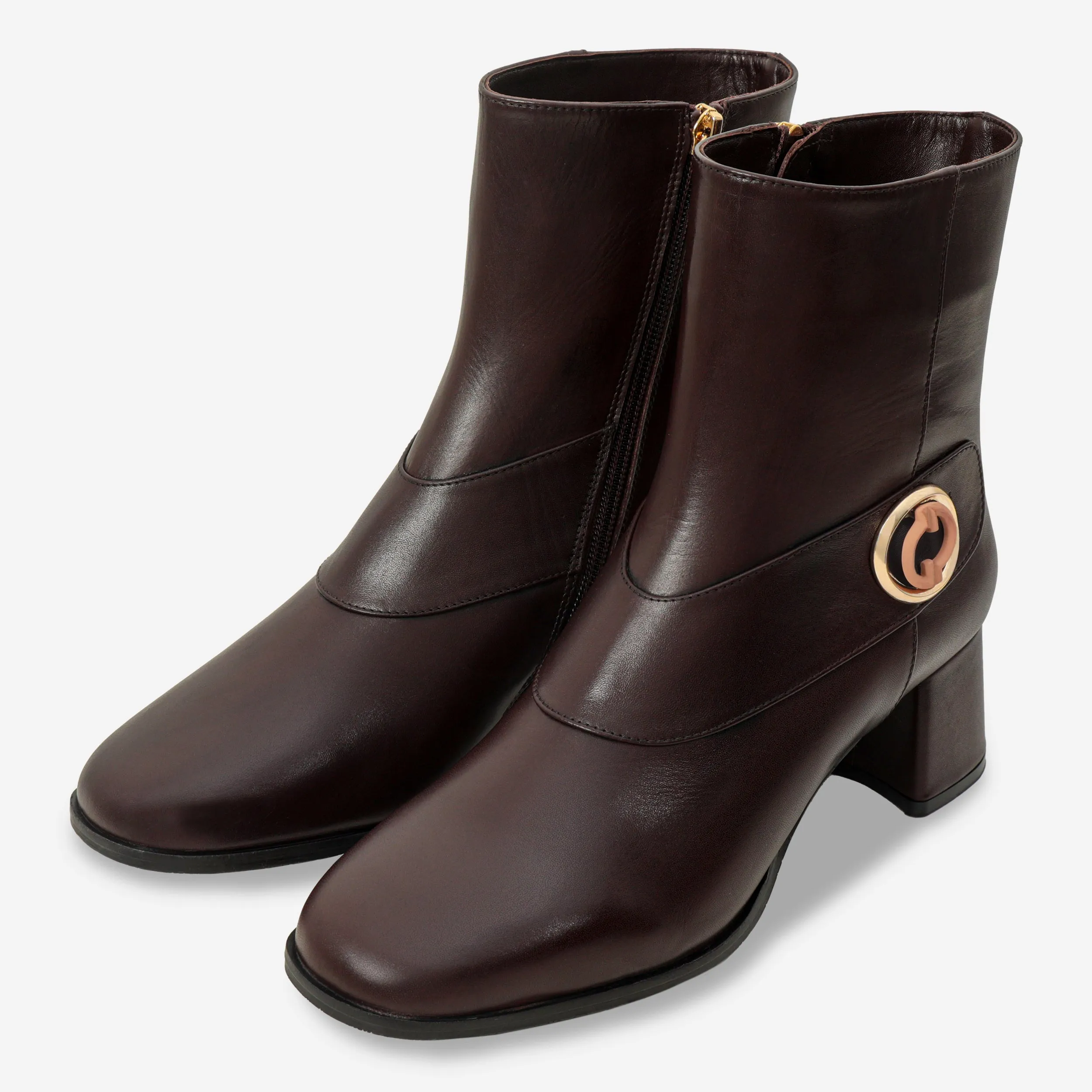 The Windsor Brown Leather Block Heel Women Boot