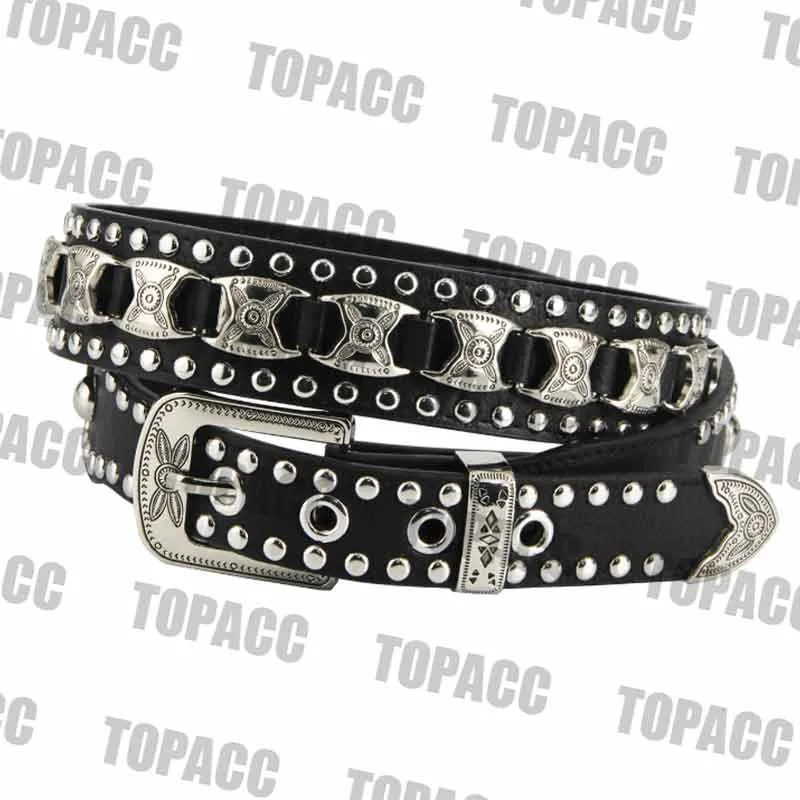 TOPACC Western Super Concho Rivet Belts for Men Women Cowboy Cowgirl Country